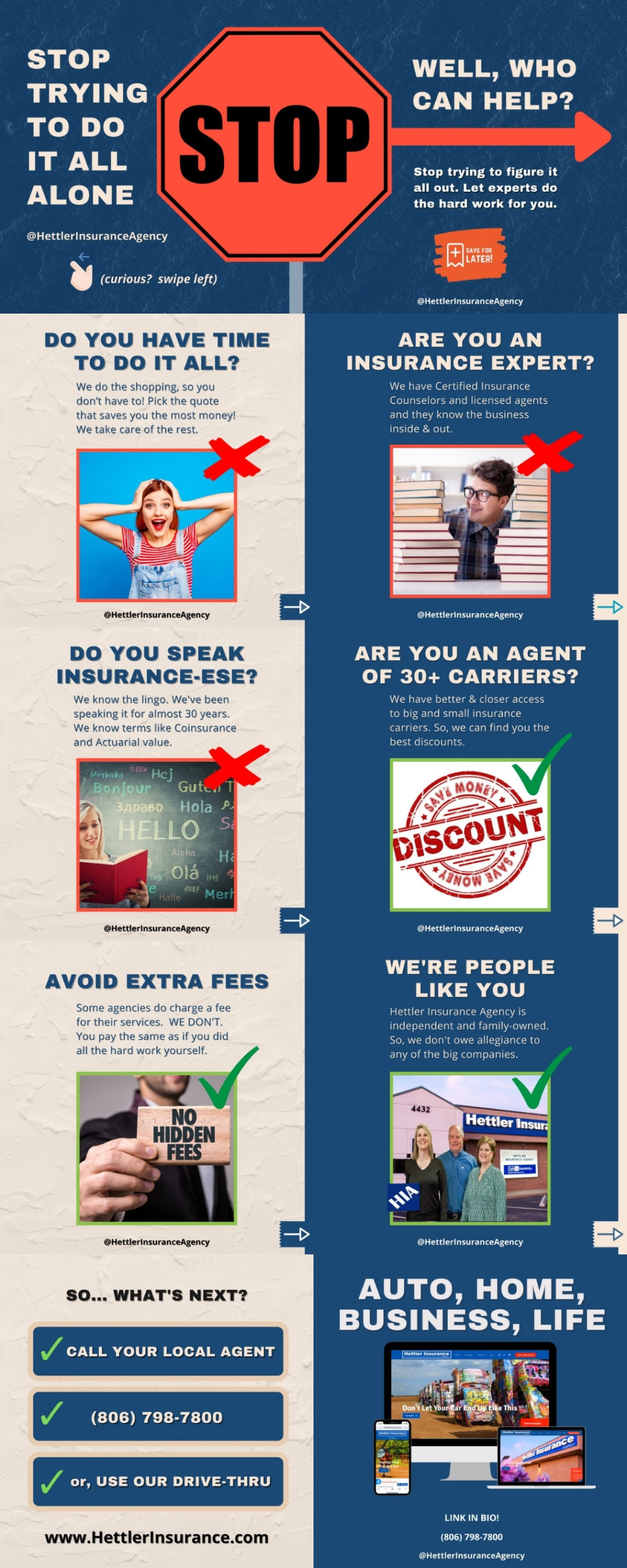 Lubbock Insurance Infographic, Stop This Now, Let Us Help | Hettler Insurance Agency, Lubbock Texas