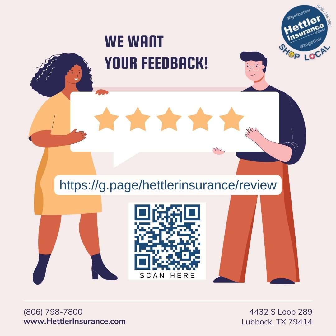 Reviews and Testimonials, Google Review Feedback | Lubbock Insurance | Hettler Insurance Agency, Lubbock Texas | https://g.page/hettlerinsurance/review | Call 806-798-7800