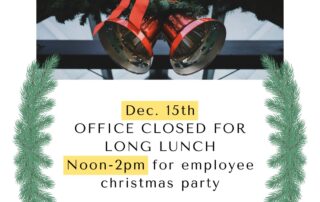 Dec. 15th Noon-2pm, Closed for Long Lunch, Employee Christmas Party | Lubbock Insurance | Hettler Insurance Agency, Lubbock Texas, 806-798-7800