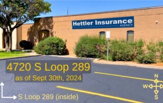 Hettler Insurance Agency OfficeBuilding Map New Address 2024Sept30, 4720 S Loop 289 Lubbock Texas, Phone 806-798-7800