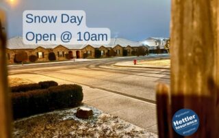 Snowday open at 10am, Hettler Insurance Agency, Lubbock Texas, call 8067987800