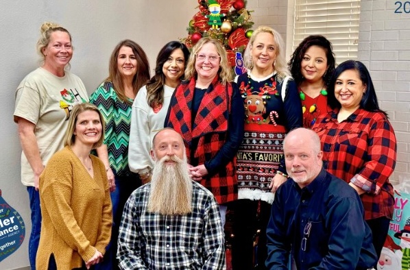 Christmas 2024 Staff. Hettler Insurance Agency, Lubbock Texas, 4720 S Loop 289, Call 806-798-7800