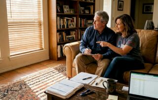 Texas couple reviewing Texas home belongings for insurance, personal property coverage