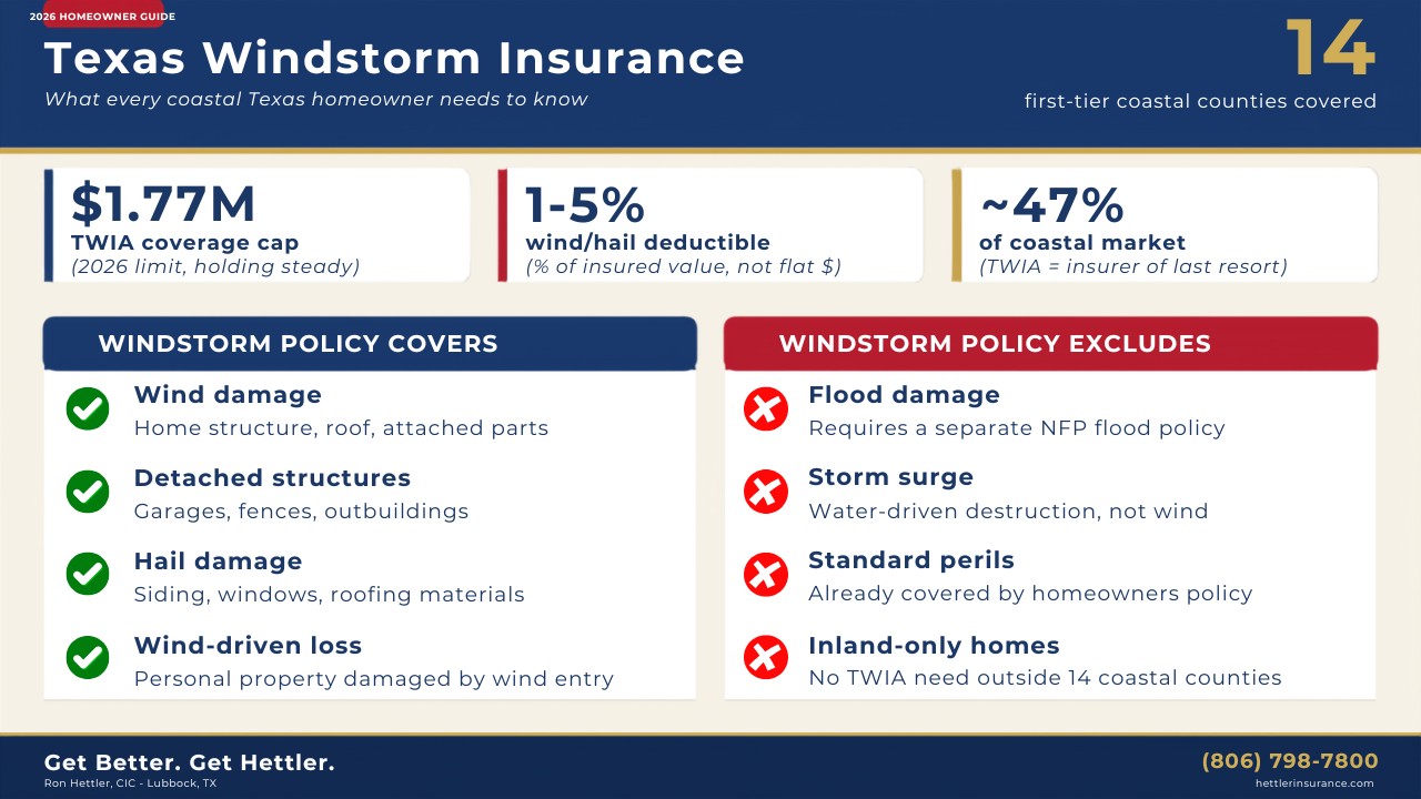 Infographic showing Texas windstorm insurance basics