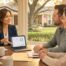 Licensed Texas insurance agent reviews home coverage options with a Lubbock couple at their dining table.