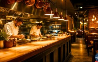 Texas restaurant insurance protects busy kitchens like this one from slip-and-falls, fires, and liquor liability claims.