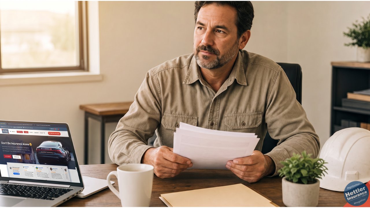 Texas surety bond contractor guide 2026 — Lubbock contractor reviewing bond documents at his desk.